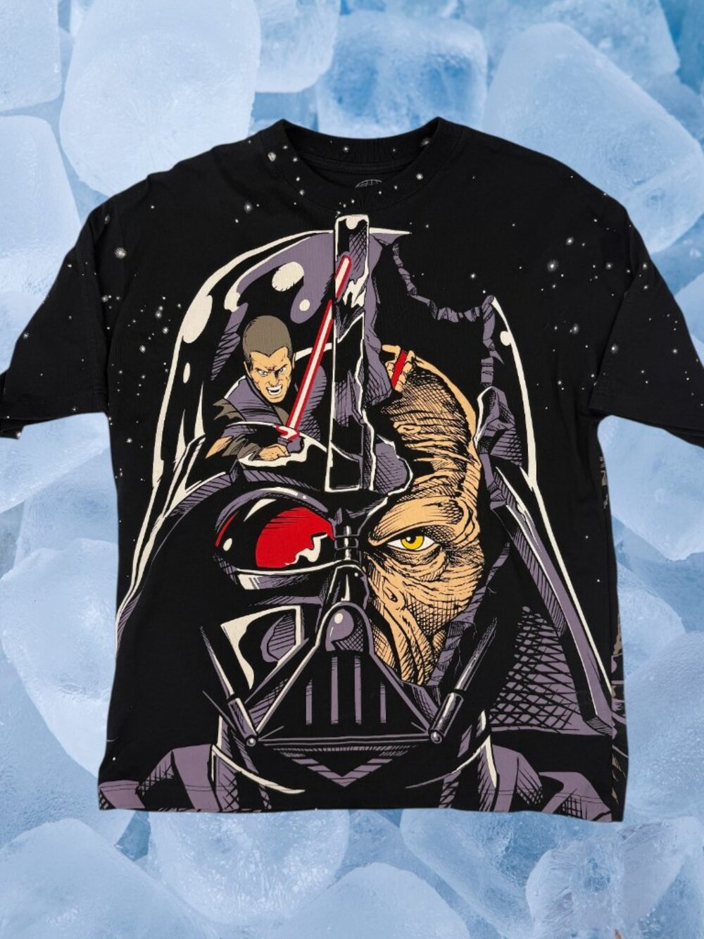 Star Wars AOP vintage inspired Newstolgic Darth Vader vs Starkiller Shirt Size M